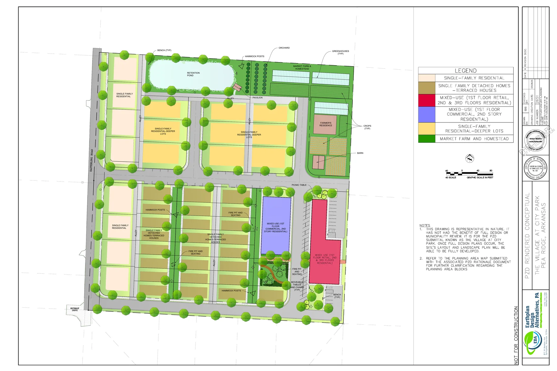 Page 7 of the August 4, 2026 Planning Commission agenda packet showing the revised Village at City Park rendered concept